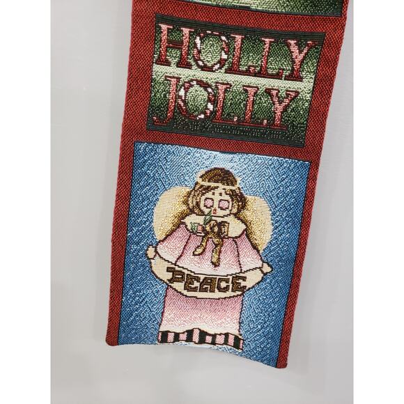 GORGEOUS tapestry wall hanging snowman christmas peace angel gingerbread decor - Picture 2 of 9